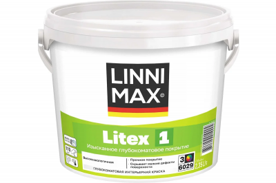 Краска водно-дисперсионная для внутренних работ LINNIMAX Litex 1 / ЛИННИМАКС Литекс 1 (База 3 (2,35 л))