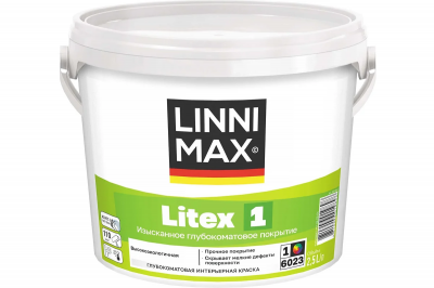 Краска водно-дисперсионная для внутренних работ LINNIMAX Litex 1 / ЛИННИМАКС Литекс 1 (База 1 (2,5 л))