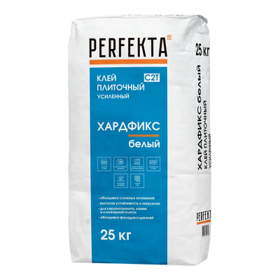 Клей плиточный усиленный Perfekta Хардфикс С2 Т (белый, 25 кг (48))