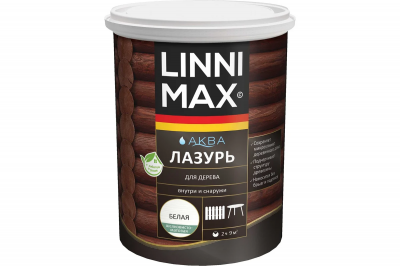 Антисептик лессирующий для дерева LINNIMAX / ЛИННИМАКС Аква Лазурь (Белая 0,9 л)