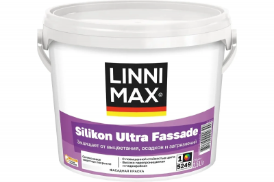 Краска силиконовая для наружных работ LINNIMAX Silikon Ultra Fassade/ЛИННИМАКС Силикон Ультра Фасад (База 1 (2,5 л))