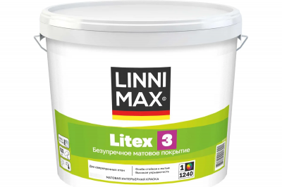 Краска водно-дисперсионная для внутренних работ LINNIMAX Litex 3 / ЛИННИМАКС Литекс 3 (База 1 (0,9 л))