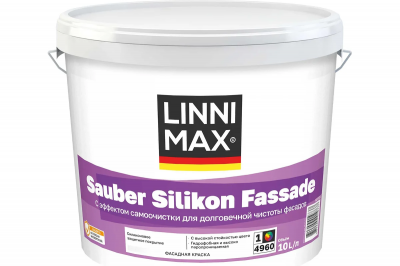 Краска водно-дисперсионная для наружных работ LINNIMAX Sauber Silikon Fassade/Заубер Силикон Фассаде (База 1 (10 л))