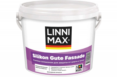 Краска силикон модифицированная для наружных работ LINNIMAX Silikon Gute Fassade/Силикон Гуте Фасад (База 1 (2,5 л))
