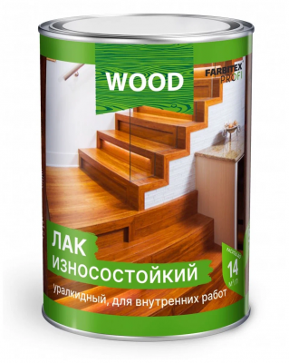Лак паркетный алкидно-уретановый износостойкий высокоглянцевый FARBITEX ПРОФИ WOOD (0,8 л (14 шт))