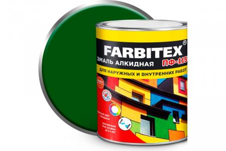 Эмаль алкидная ПФ-115 FARBITEX (ярко-зеленый, 0,8 кг (14 шт))